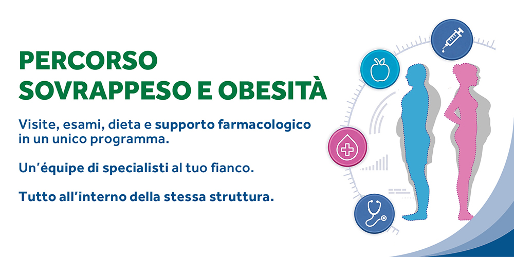 ercorso Sovrappeso e Obesità Meditel: visite specialistiche, esami, piano nutrizionale personalizzato e supporto terapeutico per la gestione del peso.